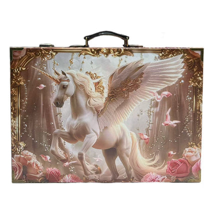 6181 Floral Unicorn Wood Storage Box