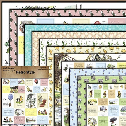 2092 12 Vintage Material Paper Animals Meeting Cartoon - Paper Whimsy Studio