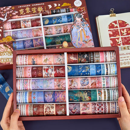 3022 (100 Rolls of Kokusai Ancient Style Handbook Japanese Tape Gift Set)