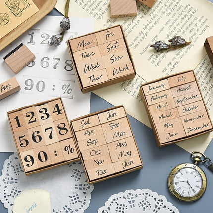7015 Wooden Stamp Set for the Month of the Week - Paper Whimsy Studio
