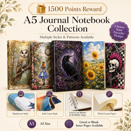 1500 Points Reward | A5 Refillable Loose-Leaf Journal Notebook