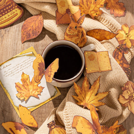 1002 Coffee Late Autumn Series: Coffee Dyed with Gold Foil Journal Materials - Paper Whimsy Studio