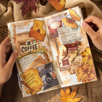 1002 Coffee Late Autumn Series: Coffee Dyed with Gold Foil Journal Materials - Paper Whimsy Studio