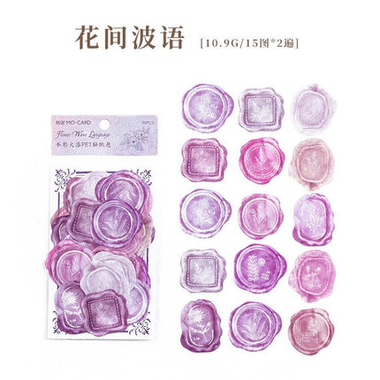 1004 Pet Sticker Pack, Crystal Garden Series, White Film Watercolor Wax Hand Account Decoration - Paper Whimsy Studio