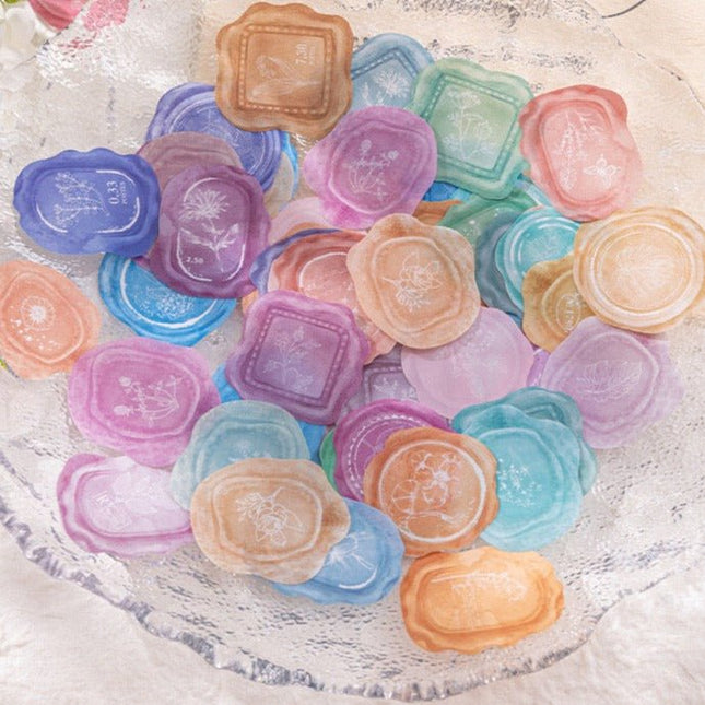 1004 Pet Sticker Pack, Crystal Garden Series, White Film Watercolor Wax Hand Account Decoration - Paper Whimsy Studio