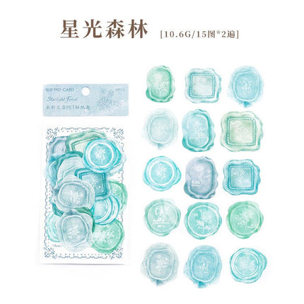 1004 Pet Sticker Pack, Crystal Garden Series, White Film Watercolor Wax Hand Account Decoration - Paper Whimsy Studio
