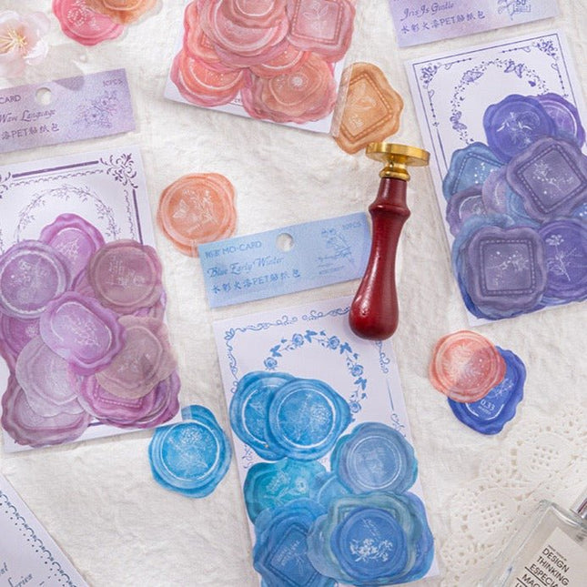 1004 Pet Sticker Pack, Crystal Garden Series, White Film Watercolor Wax Hand Account Decoration - Paper Whimsy Studio