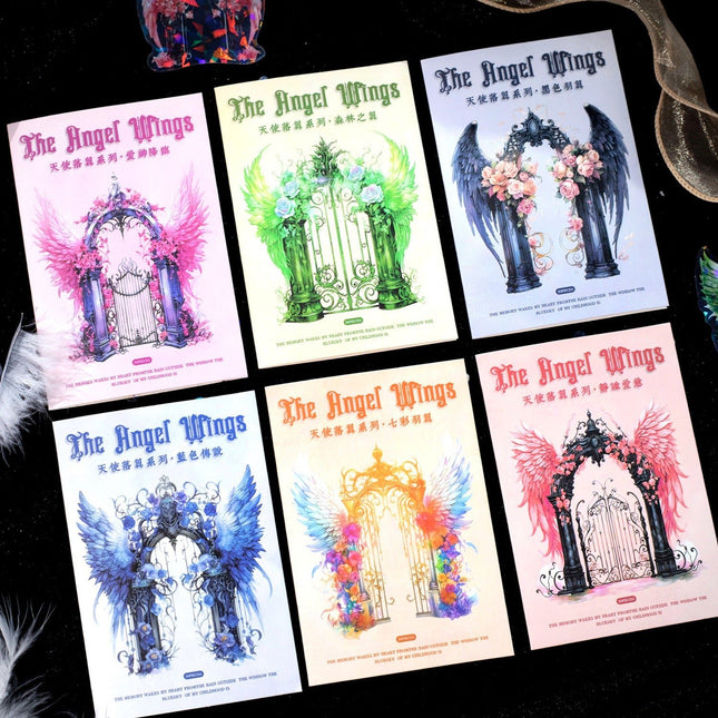 1007 Pet Sticker Pack - Angel Wings Series, Vintage Winged Decor for Journals - Paper Whimsy Studio