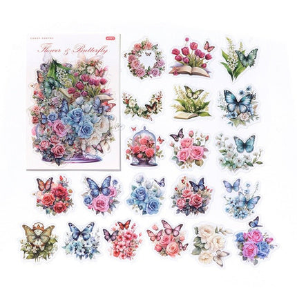 1010 PET Sticker Set Forest Ranch Series Light Retro Butterfly Plant Manual Decoration Collage Material - Paper Whimsy Studio