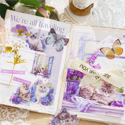 1010 PET Sticker Set Forest Ranch Series Light Retro Butterfly Plant Manual Decoration Collage Material - Paper Whimsy Studio