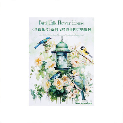 1011 PET stickers bird language flower house series waterproof birdcage themed handbook landscape coo card collage - Paper Whimsy Studio