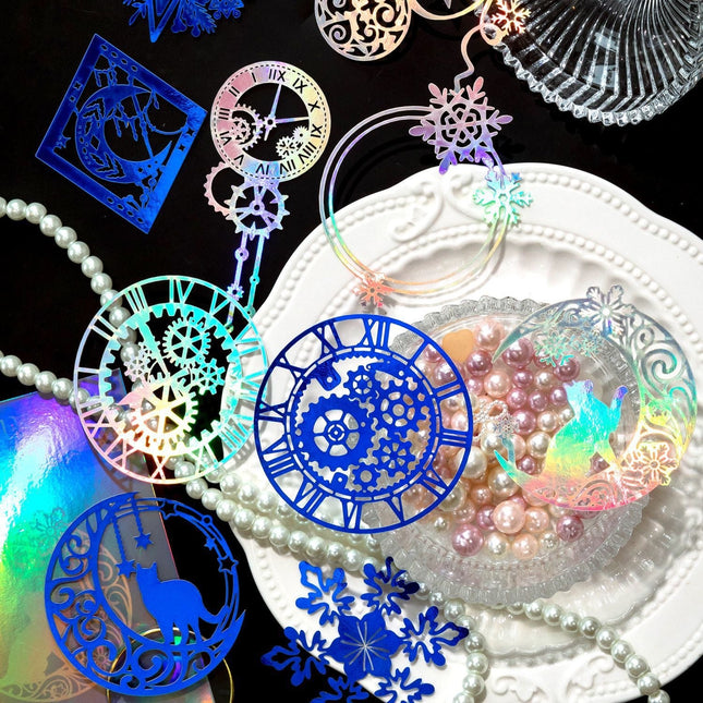 1014 Shimmering handbook series lace paper ins vintage laser rose border handbook DIY decorative collage bottoming - Paper Whimsy Studio