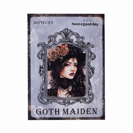 1015 PET stickers gothic girl series retro characters theme handbook decoration waterproof material stickers - Paper Whimsy Studio