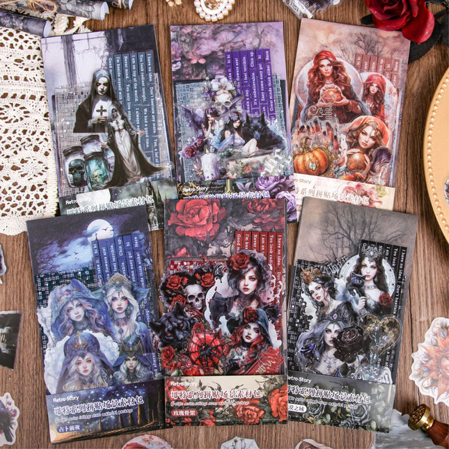 1019 Gothic Series Vintage Handbook Decorative Collage Priming Stickers - Paper Whimsy Studio