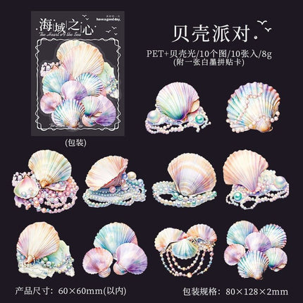 1026 Shell Light Stickers Sea Heart Series - Paper Whimsy Studio