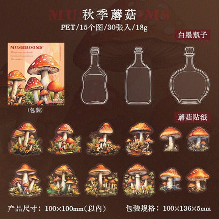 1097 PET Stickers Mushroom in a bottle series - Paper Whimsy Studio