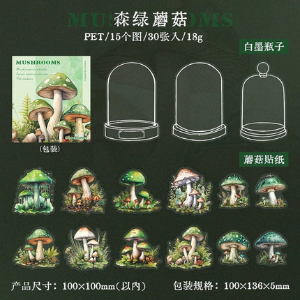 1097 PET Stickers Mushroom in a bottle series - Paper Whimsy Studio