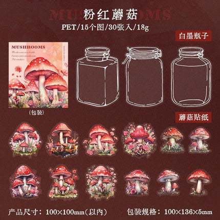 1097 PET Stickers Mushroom in a bottle series - Paper Whimsy Studio