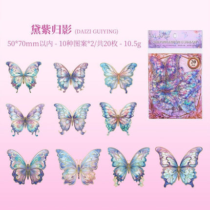 1107 Gilt Butterfly Dream Handbook Sticker Pack - Paper Whimsy Studio