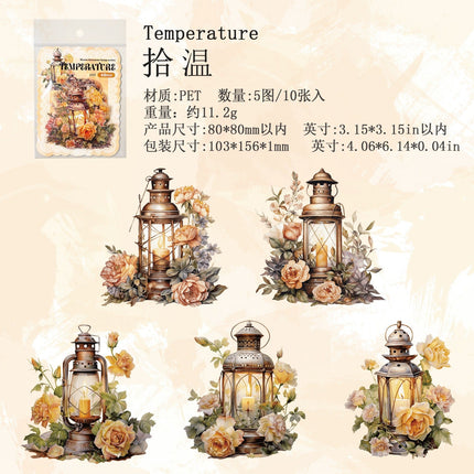 1121 PET Stickers Warmth Oil Lamp Series - Paper Whimsy Studio