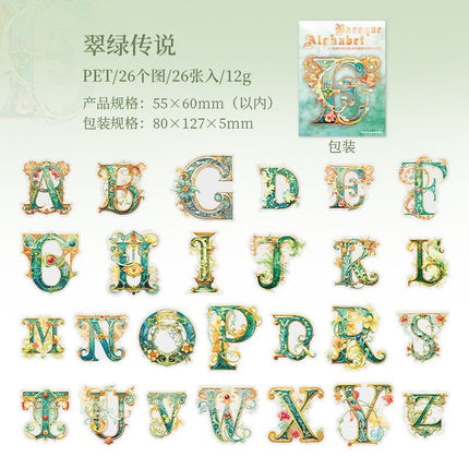 1124 PET Stickers Baroque Letters - Paper Whimsy Studio