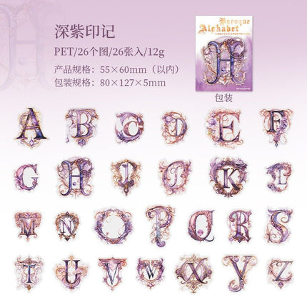 1124 PET Stickers Baroque Letters - Paper Whimsy Studio