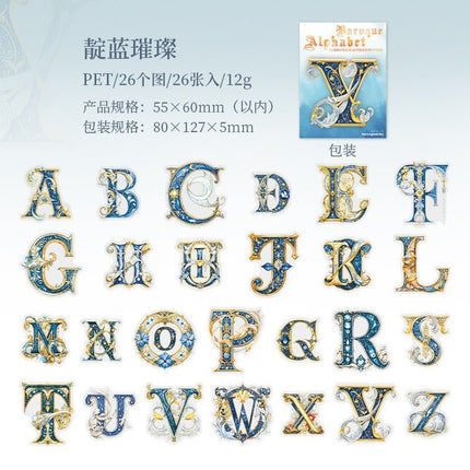 1124 PET Stickers Baroque Letters - Paper Whimsy Studio