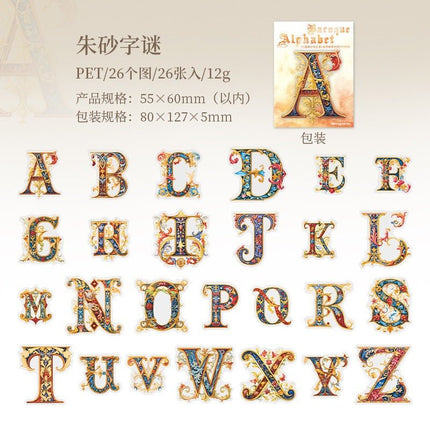 1124 PET Stickers Baroque Letters - Paper Whimsy Studio