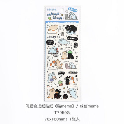 1125 Flash Membrane Stickers Catmeme Series - Paper Whimsy Studio