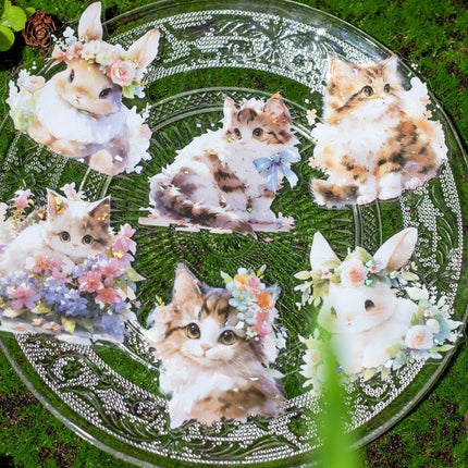 1127 Sticker Pack Animal Forest Cartoon Cat Bunny - Paper Whimsy Studio