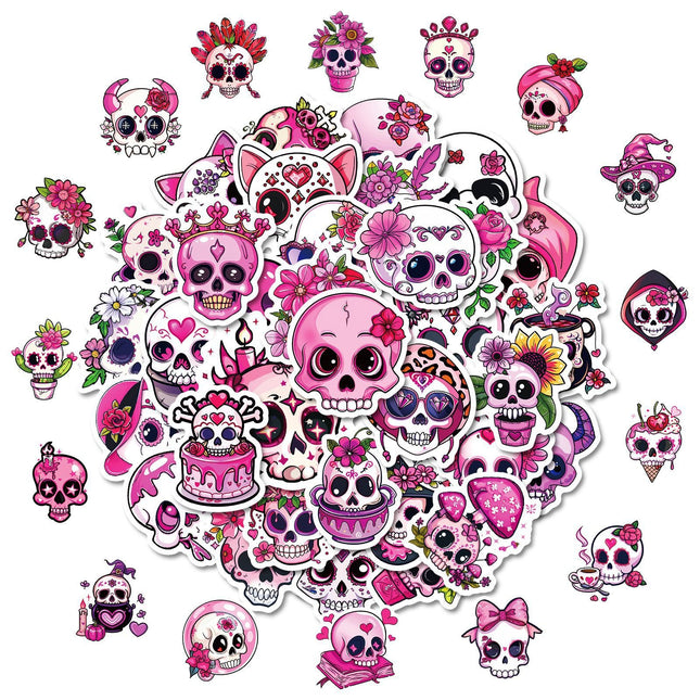 1212 50 Pink Skeletons Girls Heart Romantic Halloween