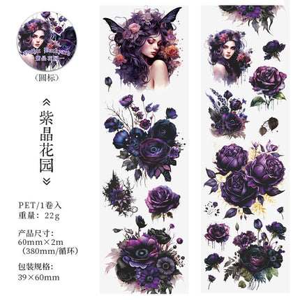 3002 PET Tape, Gothic Garden Series, Floral-themed Hand Account