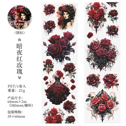 3002 PET Tape, Gothic Garden Series, Floral-themed Hand Account