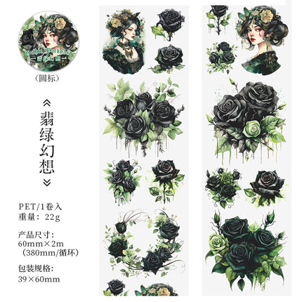 3002 PET Tape, Gothic Garden Series, Floral-themed Hand Account