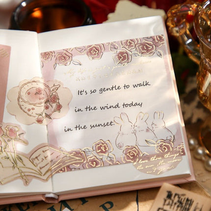 2065 Full-stamped trio of memo pads. The Name of the Rose. - Paper Whimsy Studio