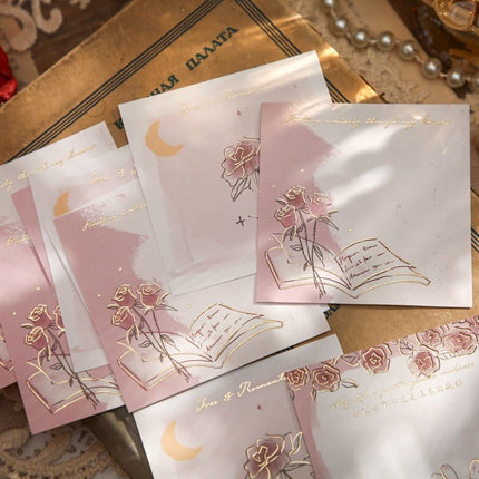 2065 Full-stamped trio of memo pads. The Name of the Rose. - Paper Whimsy Studio