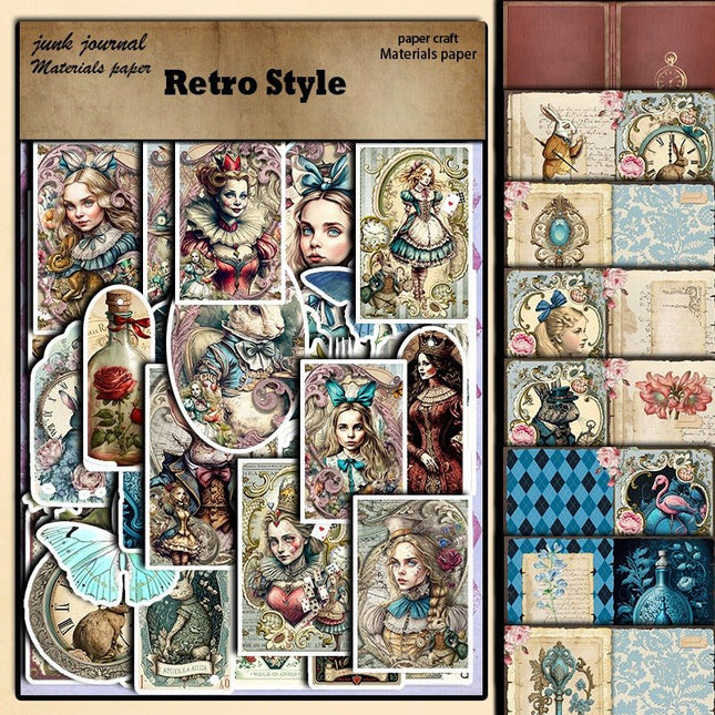 2086 Vintage Alice Theme Sticker Pack Material Paper - Paper Whimsy Studio