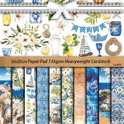 2087 10 Background Papers Large Mediterranean Paradise - Paper Whimsy Studio