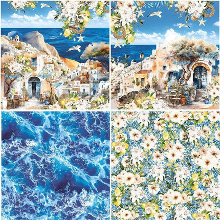 2087 10 Background Papers Large Mediterranean Paradise - Paper Whimsy Studio