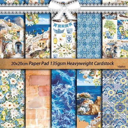 2087 10 Background Papers Large Mediterranean Paradise - Paper Whimsy Studio