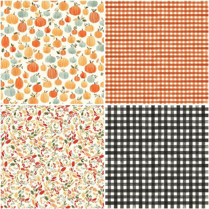 2088 20 Vintage Handbook Materials Paper Autumn Pumpkin Maple Leaves - Paper Whimsy Studio
