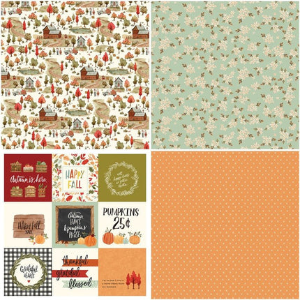 2088 20 Vintage Handbook Materials Paper Autumn Pumpkin Maple Leaves - Paper Whimsy Studio