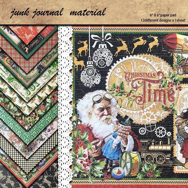 2089 Vintage Father Christmas Material Paper Junk Art Handbook - Paper Whimsy Studio