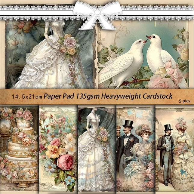 2091 Vintage Background Paper 5 Gentlemen's Wedding Material Paper - Paper Whimsy Studio