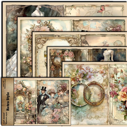 2091 Vintage Background Paper 5 Gentlemen's Wedding Material Paper - Paper Whimsy Studio