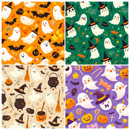 2098 12 Witch Pumpkin DIY Handbook Scrapbook Paper Background Paper - Paper Whimsy Studio