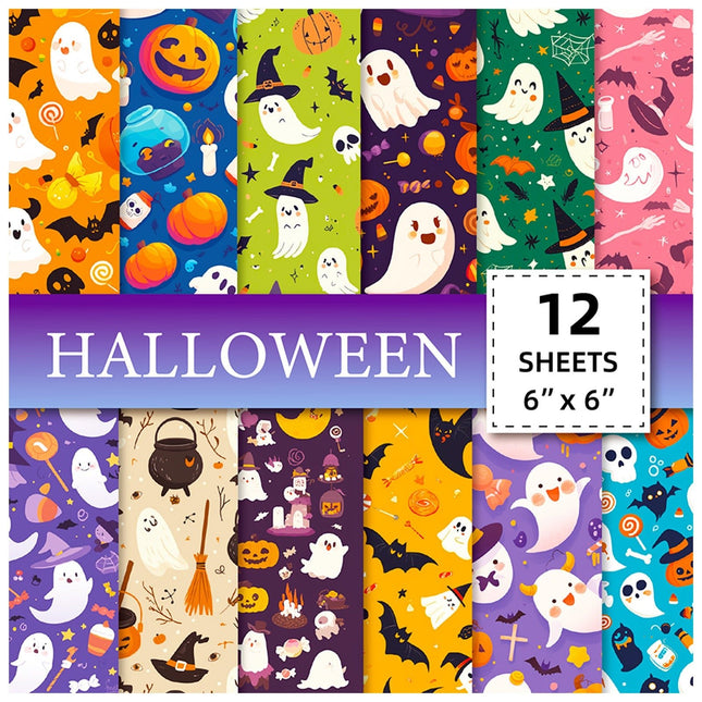 2098 12 Witch Pumpkin DIY Handbook Scrapbook Paper Background Paper - Paper Whimsy Studio