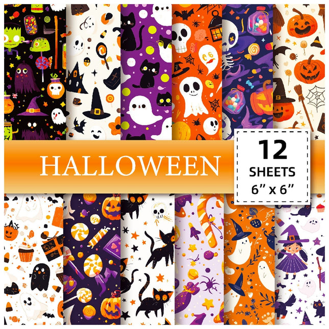 2101 12 Halloween Material Paper Pumpkin Spooky Bat Handbook - Paper Whimsy Studio