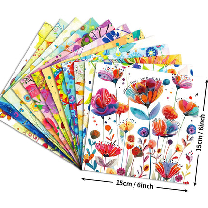 2103 12 sheets/pack of watercolour world floral clashing base material paper - Paper Whimsy Studio