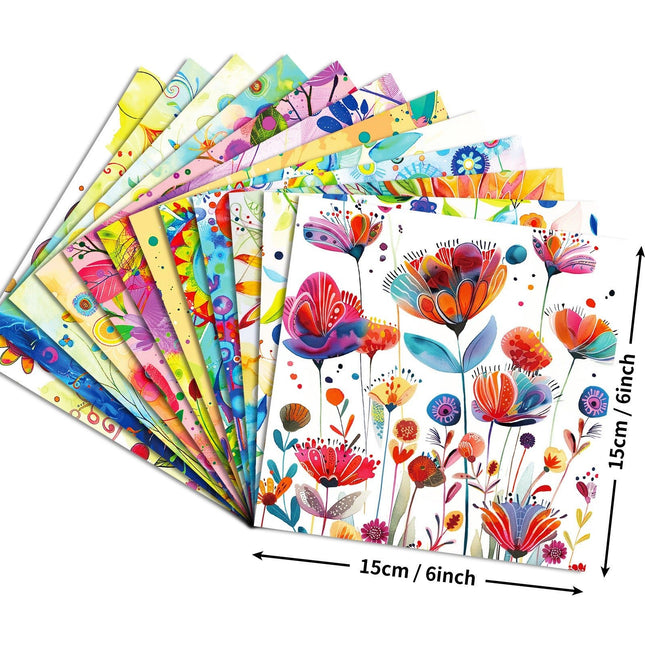 2103 12 sheets/pack of watercolour world floral clashing base material paper - Paper Whimsy Studio